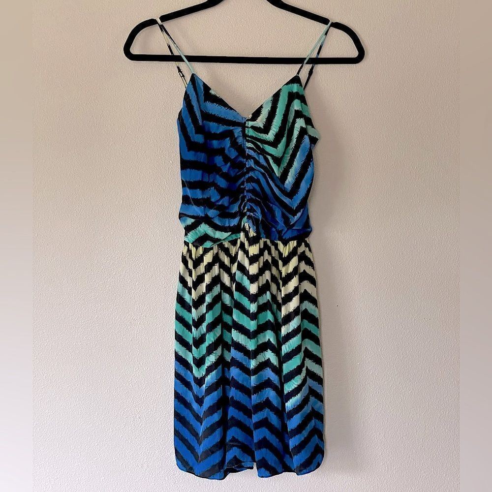 Parker, 100% Silk, Colorful Print, Womens Midi Dress. Fits Like a Small.